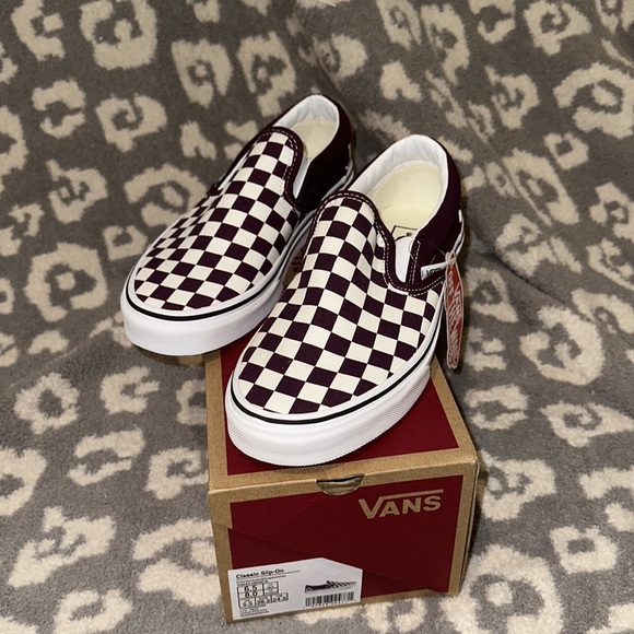 Vans Classic Slip-on Sneakers 🥰😍😘 Checkerboard Grape 🍇 wine New - Picture 5 of 17